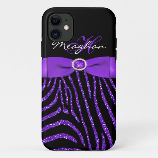 Monogram Paars, zwart Glitter Zebra iPhone 5 Hoesj Case-Mate iPhone Case (Achterkant)
