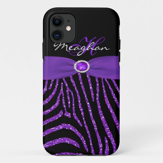 Monogram Paars, zwart Glitter Zebra iPhone 5 Hoesj Case-Mate iPhone Case (Achterkant)