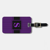 Monogram Paars Zwart Pinstripe Bagagelabel (Voorkant horizontaal)