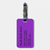 Monogram Paars Zwart Pinstripe Bagagelabel (Achterkant verticaal)