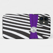 Monogram Paars Zwart Wit Zebra Striped iPhone 5 Case-Mate iPhone Case (Achterkant (horizontaal))
