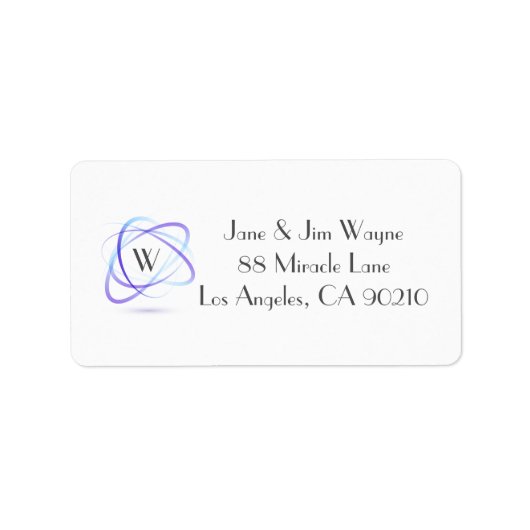 Monogram Paarse Abstracte minimale retour adres 5 Etiket (Voorkant)