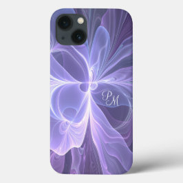 Monogram Paarse Abstracte moderne fractal Initiale iPhone 13 Hoesje