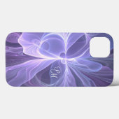 Monogram Paarse Abstracte moderne fractal Initiale Case-Mate iPhone Case (Achterkant (horizontaal))