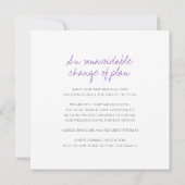 Monogram paarse bladeren trouwfeest annulering aankondiging (Achterkant)