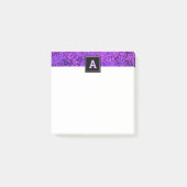 Monogram paarse bladpatroon gebladerte eenvoudig m post-it® notes (Voorkant)