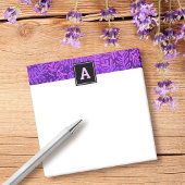 Monogram paarse bladpatroon gebladerte eenvoudig m post-it® notes