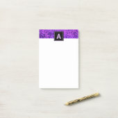 Monogram paarse bladpatroon gebladerte modern vet post-it® notes (Op bureau)