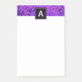 Monogram paarse bladpatroon gebladerte modern vet post-it® notes (Voorkant)