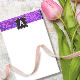 Monogram paarse bladpatroon gebladerte modern vet post-it® notes
