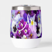 Monogram Paarse Blauwe Blauwe Pansy Floral Flowers (Voorkant)