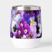 Monogram Paarse Blauwe Blauwe Pansy Floral Flowers (Achterkant)
