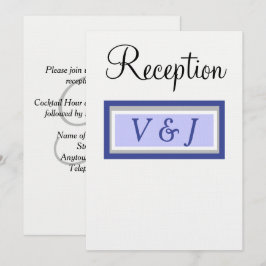 Monogram Paarse Blauwe Trouwreceptie Kaart