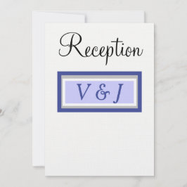 Monogram Paarse Blauwe Trouwreceptie Kaart