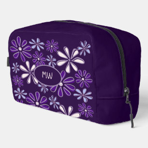 Monogram Paarse bloemendoedelpatroon Toilettasje