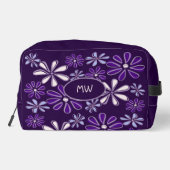 Monogram Paarse bloemendoedelpatroon Toilettasje (Achterkant)