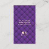 Monogram Paarse bloemenelegante schoonheidssalon Visitekaartje (Achterkant)