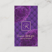Monogram Paarse bloemenelegante schoonheidssalon Visitekaartje (Voorkant)