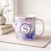 Monogram Paarse Bloemmotief Koffiemok
