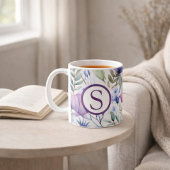 Monogram Paarse Bloemmotief Koffiemok