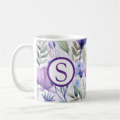 Monogram Paarse Bloemmotief Koffiemok (Links)