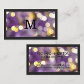 Monogram | Paarse Bokeh Visitekaartje (Voorkant / Achterkant)