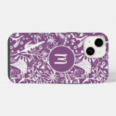 Monogram Paarse Botanische iPhone Hoesje (Achterkant horizontaal)
