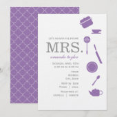 Monogram Paarse Bridal Shower Invitations Kaart (Voorkant / Achterkant)