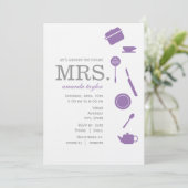 Monogram Paarse Bridal Shower Invitations Kaart (Staand voorkant)