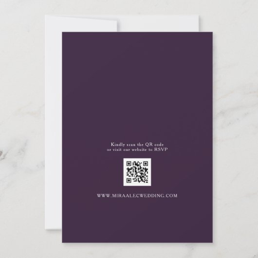 Monogram Paarse bruiloft Kaart (Achterkant)