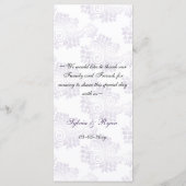 Monogram paarse bruiloft menu (Achterkant)