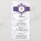 Monogram paarse bruiloft menu (Voorkant / Achterkant)