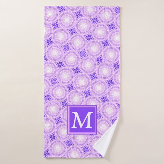 Monogram paarse cirkels badhanddoek (Badhanddoek)