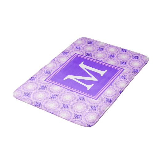 Monogram paarse cirkels badmat (Gekanteld)