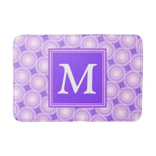 Monogram paarse cirkels badmat (Voorkant)