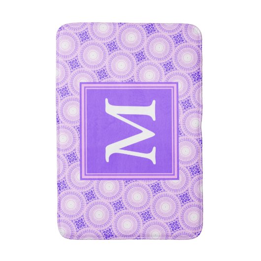 Monogram paarse cirkels badmat (Voorkant Verticaal)