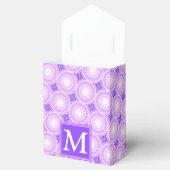 Monogram paarse cirkels bedankdoosjes (Geopend)
