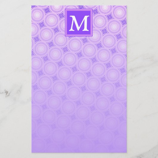 Monogram paarse cirkels briefpapier (Voorkant)