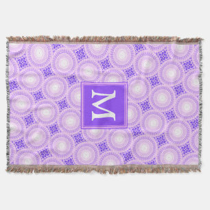 Monogram paarse cirkels deken