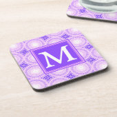 Monogram paarse cirkels drankjes onderzetter (Linkerzijde)
