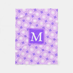Monogram paarse cirkels fleece deken