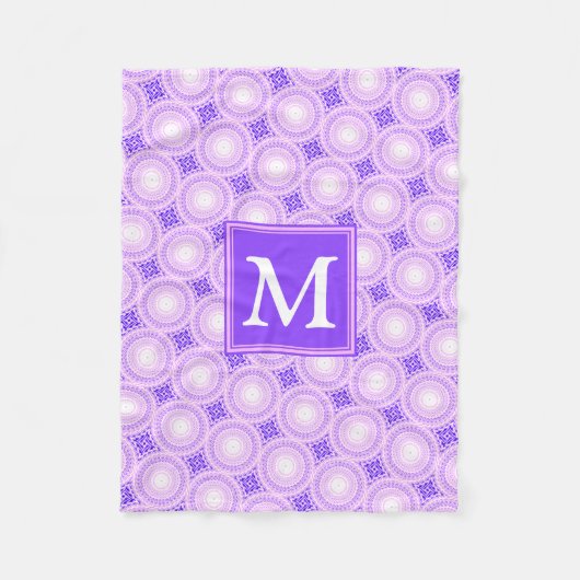 Monogram paarse cirkels fleece deken (Voorkant)