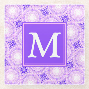 Monogram paarse cirkels glazen onderzetter