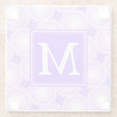 Monogram paarse cirkels glazen onderzetter (Achterkant)