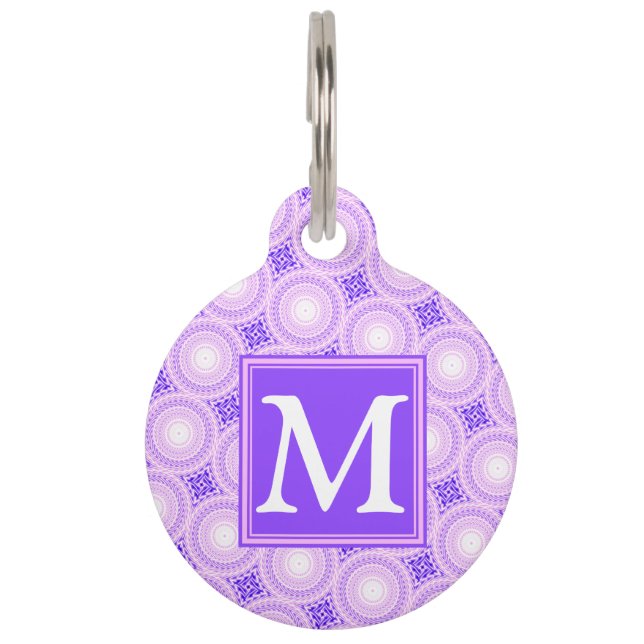 Monogram paarse cirkels huisdierpenning (Voorkant)
