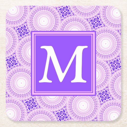 Monogram paarse cirkels kartonnen onderzetters (Voorkant)