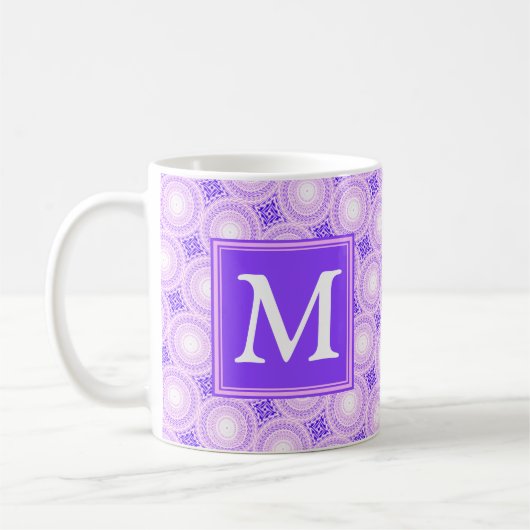 Monogram paarse cirkels koffiemok (Links)
