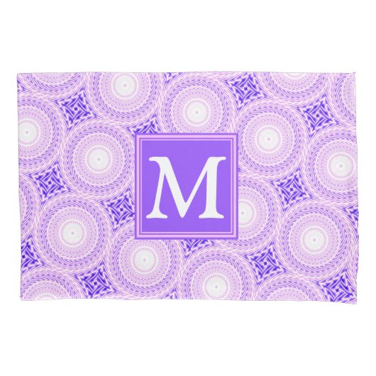 Monogram paarse cirkels kussensloop (Voorkant)