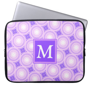 Monogram paarse cirkels laptop sleeve