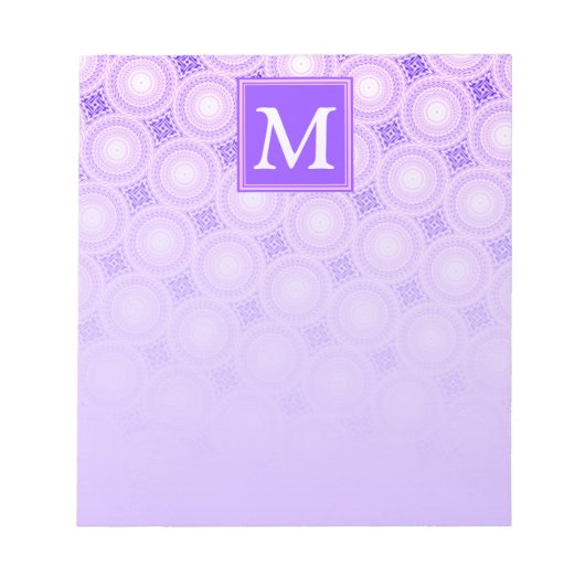 Monogram paarse cirkels notitieblok (Voorkant)